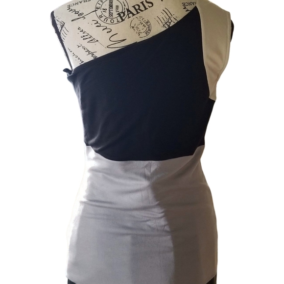 NWT Lux & Luster one shoulder color block tank top two tone - Picture 6 of 8